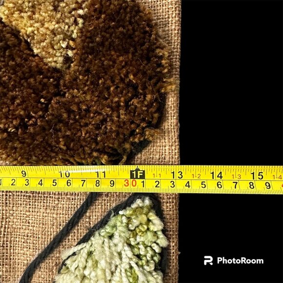 Vintage Wall Hanging 1970s Latch Hook Carpet Rug Burlap Butterfly Retro Boho - Picture 9 of 10